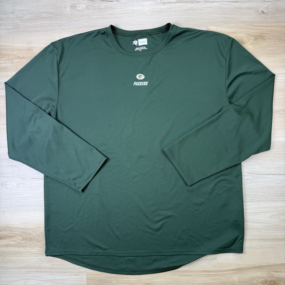 Vintage NFL Equipment Green Bay Packers Long Sleeve Shirt Mens XL Cover 2 Green